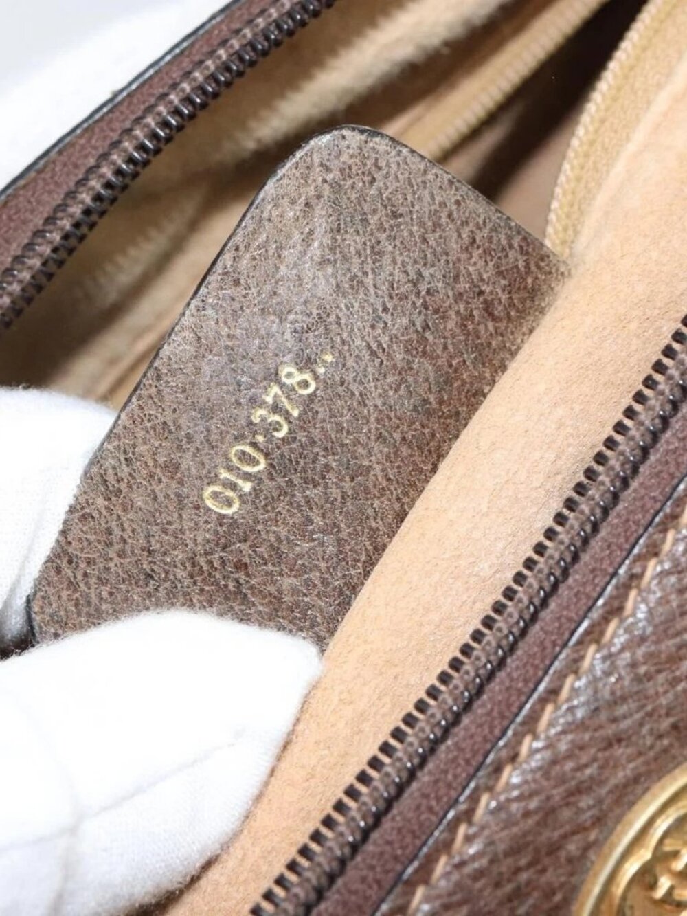 GUCCI GG Supreme Web Sherry Line Boston Bag PVC Beige Gold 010 378 Auth 159328 - Picture 13 of 16